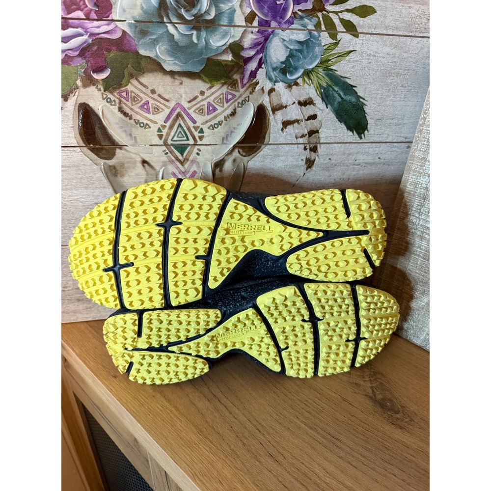 Merrell Women's Trail Hiking Shoes Navy Yellow Mesh Lace Up Size 10 - Picture 7 of 10